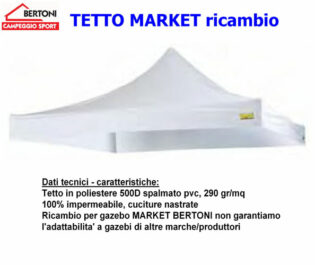 Telo tetto IGNIFUGO bianco gazebo MARKET 3x3 Bertoni-0