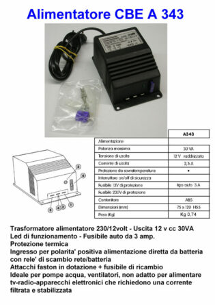 ALIMENTATORE TRASFORMATORE CBE A343 230/12 VOLT-0