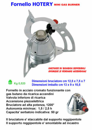Fornello HOTERY piezo a gas ricaricabile-0