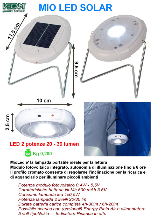 LAMPADA DA CAMPEGGIO SOLARE RICARICABILE CON LUCE LED E GANCIO, per Solo 24.90 EUR. Invio GRATIS 24/48H. Compralo Subito