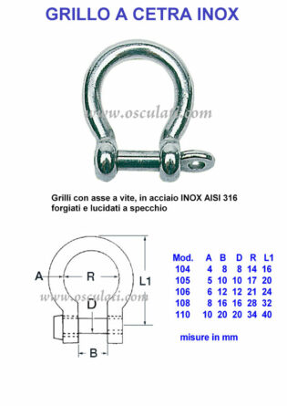 Grilli a Cetra acciaio Inox AISI 316-0