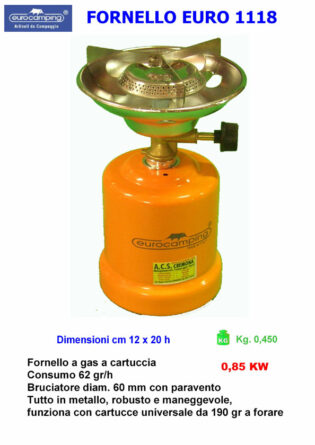 Fornello gas a cartuccia EUROCAMPING 1118-0