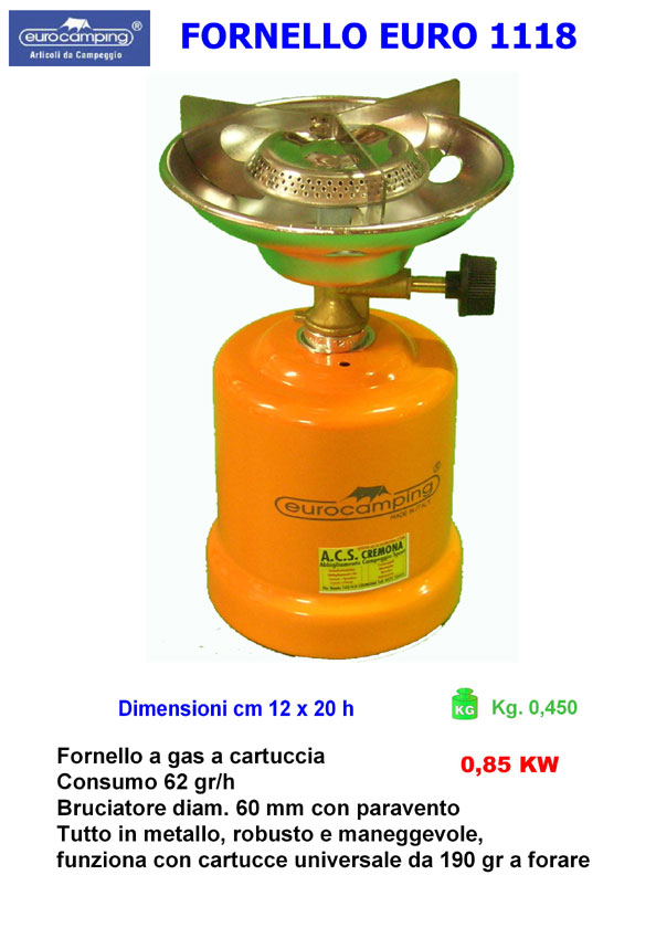 Fornello gas a cartuccia EUROCAMPING 1118