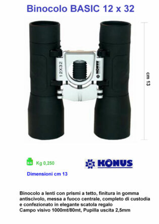 Binocolo Tascabile KONUS BASIC 8x21 - Gomma, Leggero, Per Outdoor Rivestimento Gomma