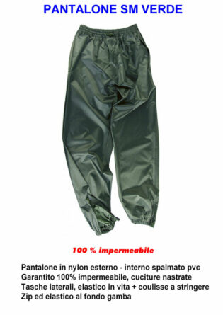 Pantalone antipioggia impermeabile SM nylon pvc verde-0