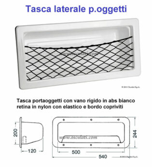 TASCA LATERALE PORTAOGGETTI IN ABS CON RETINA ELASTICA Osculati 2002560-0