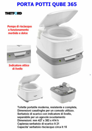 PORTA POTTI QUBE 365 THETFORD WC CHIMICO toilette portatile -0