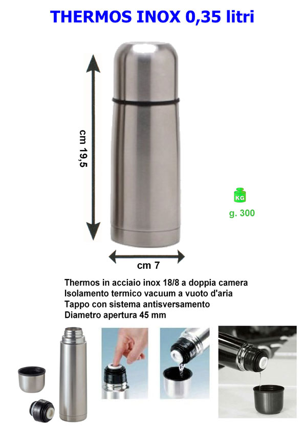 THERMOS ACCIAIO INOX 0.35 litri