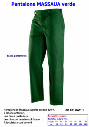 Pantalone classico MASSAUA verde cotone-0