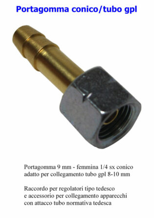Portagomma 1/4 sx conico - tubo gpl ADATTO PER GRILL CRAMER-0