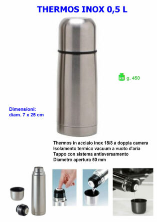 THERMOS ACCIAIO INOX 0,5 litri -0
