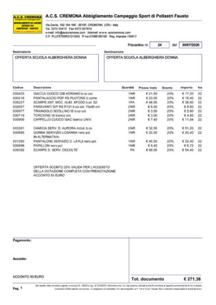 OFFERTA ABBIGLIAMENTO SCUOLA ALBERGHIERA UOMO E DONNA SCONTO 20%