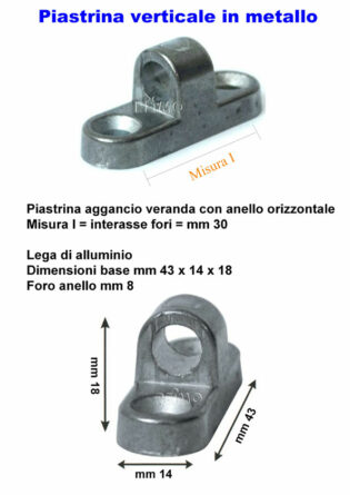 STAFFA AGGANCIO PALI VERANDA VERTICALE alluminio cf. 5 pz-0
