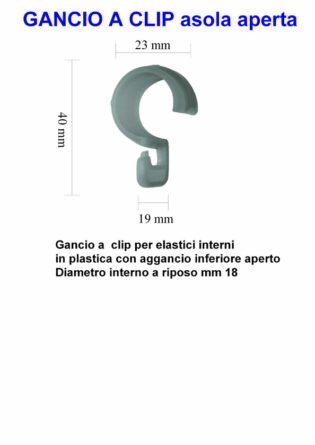 GANCI A CLIP ASOLA APERTA per interni tende conf. 5 pezzi-0