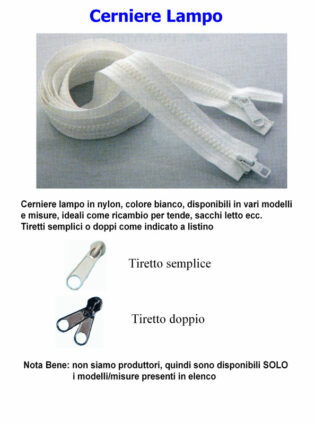 CERNIERE LAMPO DIVISIBILI RICAMBIO CONVER TENDE VERANDE CAMPEGGIO TENDALINI NAUTICA-0