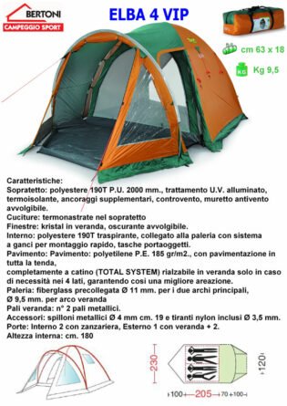 Tenda Igloo BERTONI ELBA 4 VIP-0