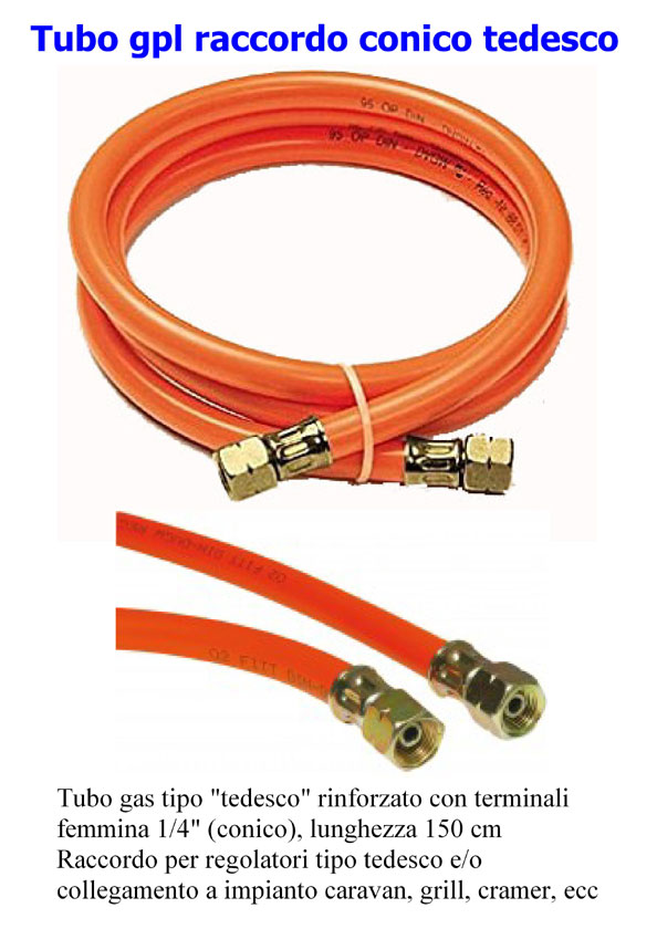Tubo Del Gas GPL 5 Metri – Resistente Al Freddo -30°C Con Attacco Rapido Filettatura Sinistra 1/4