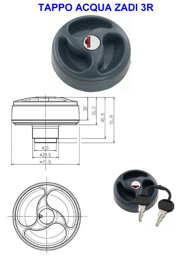 MajoComptec Watertwin Pro Adapter Für Tankdeckel 3-Pin D:78, Mit Filter