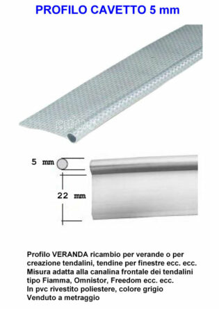 Profilo - Cavetto 5 mm rivestito per veranda e tendine-0