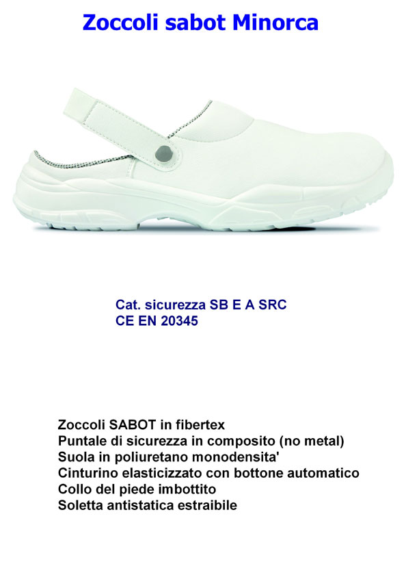 Zoccoli antinfortunistici SABOT MINORCA bianco Tg. 44
