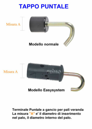 TAPPO PUNTALE TERMINALE A UNCINO PER PALI TETTO VERANDE-0