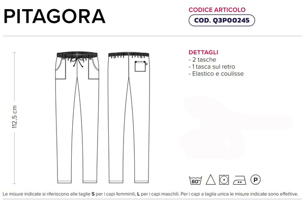 PANTALONE UNISEX PITAGORA sanitario bianco GIBLOR'S BY ROSSINI