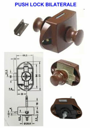PUSH LOCK BILATERALE marrone con fermo e pomelli-0
