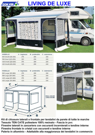 CONVER LIVING ROOM FREEDOM DE LUXE  veranda chiusura privacy room per tendalini camper e roulotte