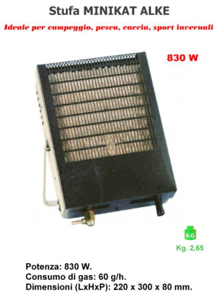 STUFA CATALITICA A GAS MINICAT ALKE PORTATILE 830W