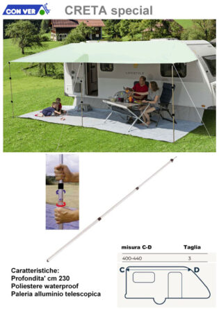 Veranda CONVER CRETA SPECIAL Taglia 3 TENDALINO PARASOLE PER ROULOTTE